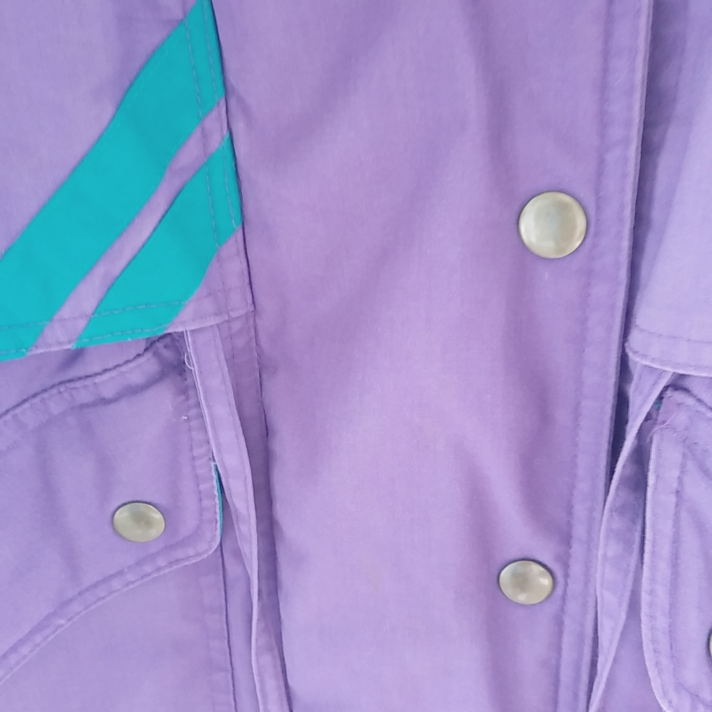Outer Gear M Cozy Purple Turquoise Snap Zip Hoodie Winter Coat - Picture 11 of 13
